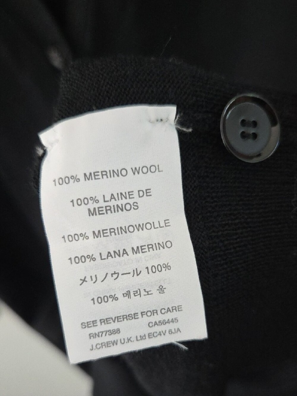 J. Crew 100% Merino Wool Black V-Neck Button Front Cardigan with Pockets - Picture 3 of 9